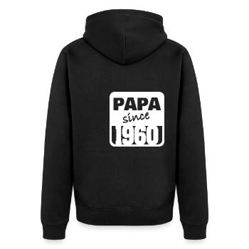 1960 - Unisex Premium Bio Zip Hoodie - Schwarz - Hinten - Nico (187cm)