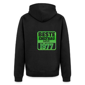 Femme 1977 - Veste à capuche bio Premium Unisexe - noir - Dos - Nico (187cm)