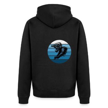 Damen Radfahren Mountainbike Radfahrer Mountainbik - Unisex Premium Bio Zip Hoodie - Schwarz - Hinten - Nico (187cm)