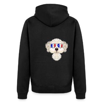 Bichon Frise France Sunglasses I French Flag - Unisex Premium Bio Zip Hoodie - Schwarz - Hinten - Nico (187cm)