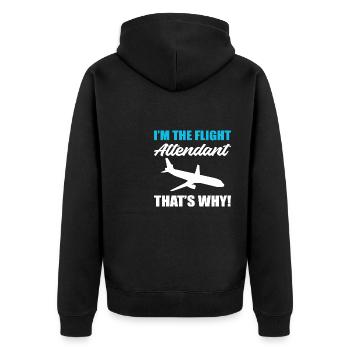 The Flight Attendant Stewardess Gift - Unisex Premium Organic Zip Hoodie - black - Back - Nico (187cm)