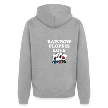 Rainbow Flops est Love Gambler Poker Gambling - Veste à capuche bio Premium Unisexe - gris chiné - Dos - Nico (187cm)