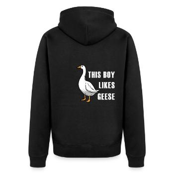 Oies, faune, oiseau, oie mignonne - Veste à capuche bio Premium Unisexe - noir - Dos - Nico (187cm)