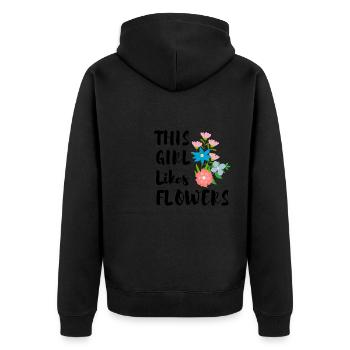 Fille aime les fleurs, jardinier d'été - Veste à capuche bio Premium Unisexe - noir - Dos - Nico (187cm)