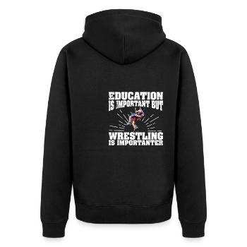 Ringen Wrestler Sportart Freistilringen Spruch - Unisex Premium Bio Zip Hoodie - Schwarz - Hinten - Nico (187cm)