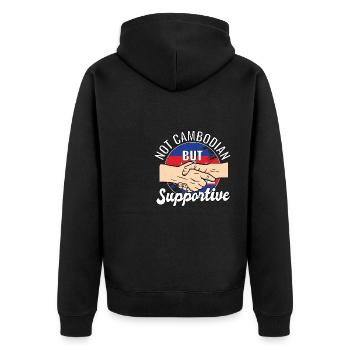 Pas cambodgien mais un voyageur de campagne solidaire - Veste à capuche bio Premium Unisexe - noir - Dos - Nico (187cm)