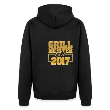 Grillfleisch 2017 - Unisex Premium Bio Zip Hoodie - Schwarz - Hinten - Nico (187cm)