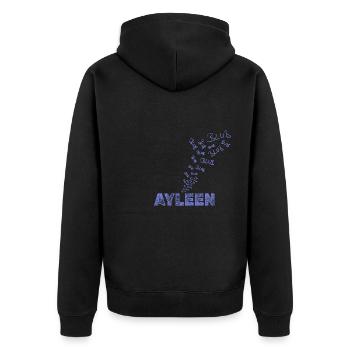 Geschenk für Ayleen - Unisex Premium Bio Zip Hoodie - Schwarz - Hinten - Nico (187cm)