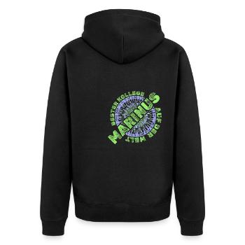Marinus als Mitarbeiter - Unisex Premium Bio Zip Hoodie - Schwarz - Hinten - Nico (187cm)