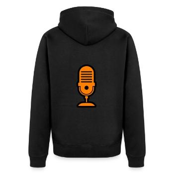Mikrofon Symbol Journalist Podcast - Unisex Premium Bio Zip Hoodie - Schwarz - Hinten - Nico (187cm)