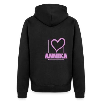 Annika en tant que Bachelorette - Veste à capuche bio Premium Unisexe - noir - Dos - Nico (187cm)