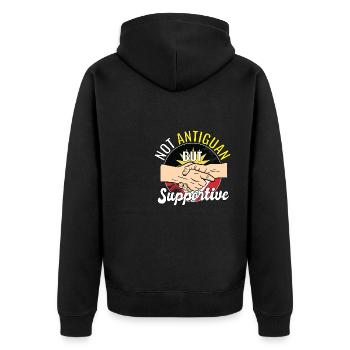 Pas antiguais mais un voyage de campagne favorable - Veste à capuche bio Premium Unisexe - noir - Dos - Nico (187cm)