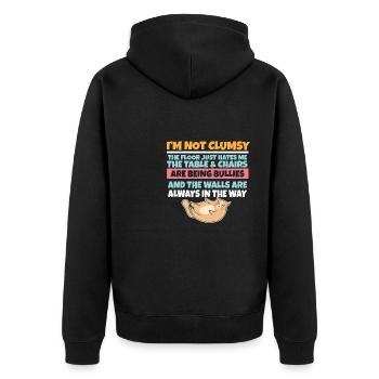 I'm Not Clumsy The Floor Hates Me Foolish Cat - Unisex Premium Organic Zip Hoodie - black - Back - Nico (187cm)