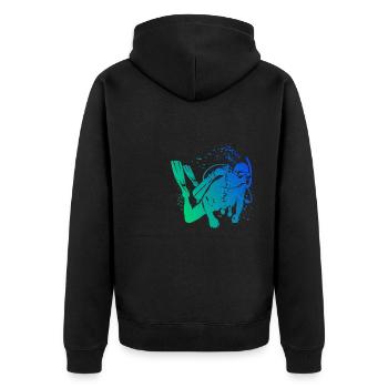 Free Dive Scuba Tauchen Scuba Taucher Scuba Diver - Unisex Premium Bio Zip Hoodie - Schwarz - Hinten - Nico (187cm)
