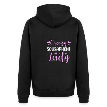 Crazy Sousaphone Lady Tube jouant du sousaphoniste - Veste à capuche bio Premium Unisexe - noir - Dos - Nico (187cm)