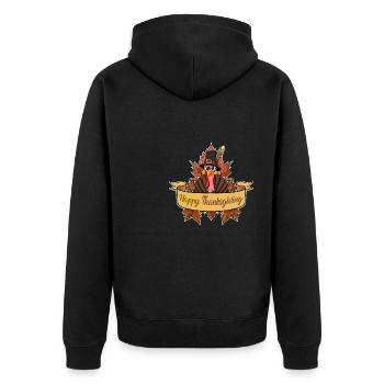 Turkey Day I Happy Thanksgiving Turkey - Unisex Premium Bio Zip Hoodie - Schwarz - Hinten - Nico (187cm)