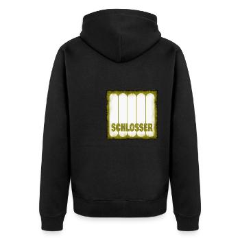 Schlosser - Unisex Premium Bio Zip Hoodie - Schwarz - Hinten - Nico (187cm)