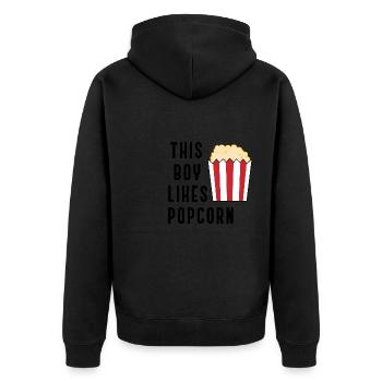 Popcorn-Liebhaber, der Mais isst köstliches - Unisex Premium Bio Zip Hoodie - Schwarz - Hinten - Nico (187cm)
