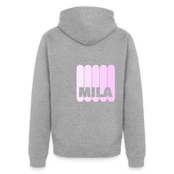 Mila - Veste à capuche bio Premium Unisexe - gris chiné - Dos - Nico (187cm)