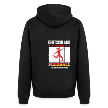 CHAMPIONNE D’ALLEMAGNE DE FOOTBALL FÉMININ 2022 - Veste à capuche bio Premium Unisexe - noir - Dos - Nico (187cm)