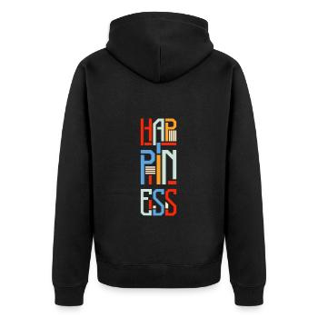 Happy Positive Money - Unisex Premium Organic Zip Hoodie - black - Back - Nico (187cm)