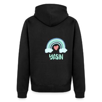 Yasin Name Rainbow Baby - Unisex Premium Organic Zip Hoodie - black - Back - Nico (187cm)
