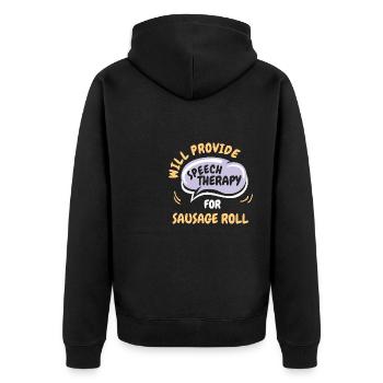Fournir une orthophonie pour Sausage Roll Funny - Veste à capuche bio Premium Unisexe - noir - Dos - Nico (187cm)