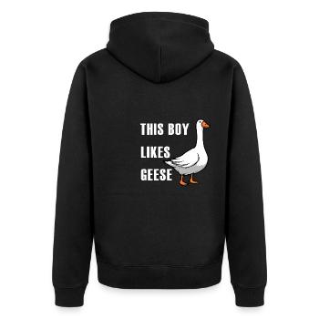 Animal mignon, oie, nature, faune - Veste à capuche bio Premium Unisexe - noir - Dos - Nico (187cm)
