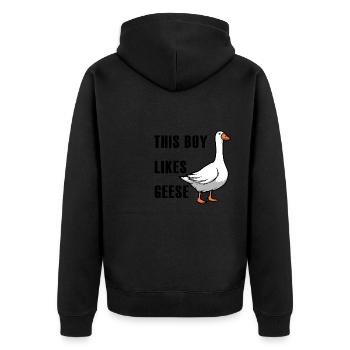 Un garçon aime les oies, les oiseaux, la nature, - Veste à capuche bio Premium Unisexe - noir - Dos - Nico (187cm)