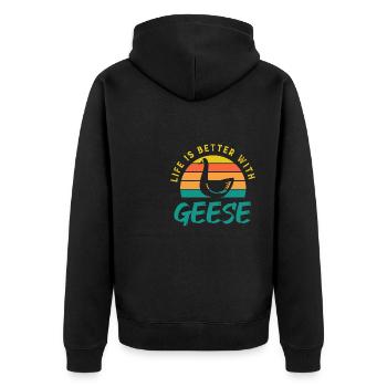 Life With Geese Bird Nature Cute Goose - Unisex Premium Organic Zip Hoodie - black - Back - Nico (187cm)