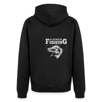 Lustiger Angler Fischer Spruch Angeln - Unisex Premium Bio Zip Hoodie - Schwarz - Hinten - Nico (187cm)