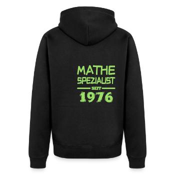 Jahr 1976 - Unisex Premium Bio Zip Hoodie - Schwarz - Hinten - Nico (187cm)
