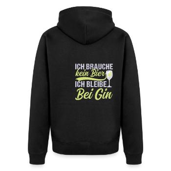 Gin Longdrink Ich brauche kein Bier - Unisex Premium Bio Zip Hoodie - Schwarz - Hinten - Nico (187cm)