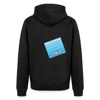 Geschenk für Finja - Unisex Premium Bio Zip Hoodie - Schwarz - Hinten - Nico (187cm)