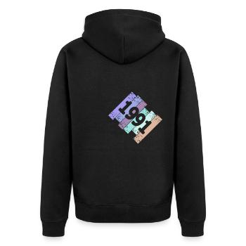 Grufti 1991 - Unisex Premium Bio Zip Hoodie - Schwarz - Hinten - Nico (187cm)