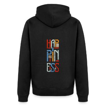 Motivation Happy Energy - Unisex Premium Organic Zip Hoodie - black - Back - Nico (187cm)