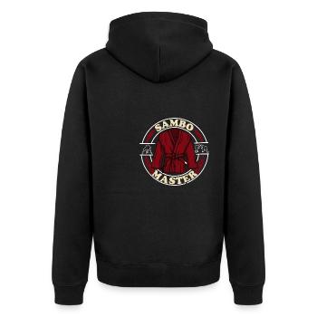 Sambo Russian martial artists Kimono wrestling - Unisex Premium Organic Zip Hoodie - black - Back - Nico (187cm)