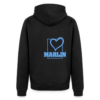 Bachelor Marlin - Unisex Premium Bio Zip Hoodie - Schwarz - Hinten - Nico (187cm)