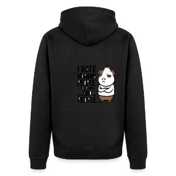 I Hate Morning People für einen Morgenmuffel - Unisex Premium Bio Zip Hoodie - Schwarz - Hinten - Nico (187cm)