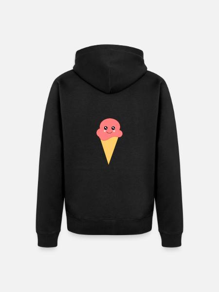Eis Eiscreme Erdbeereis - Unisex Premium Bio Zip Hoodie - Schwarz