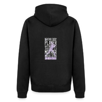 Softball - Unisex Premium Organic Zip Hoodie - black - Back - Nico (187cm)