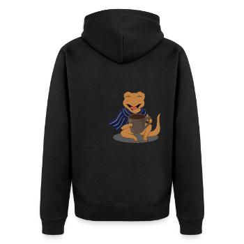 Crested Geckos Coffee Tired Monday Lazy Gecko - Unisex Premium Bio Zip Hoodie - Schwarz - Hinten - Nico (187cm)