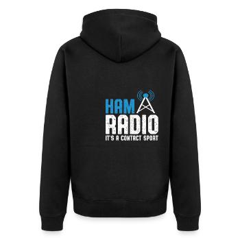Antenna Ham Radio It's A Contact Sport Network Fre - Unisex Premium Bio Zip Hoodie - Schwarz - Hinten - Nico (187cm)