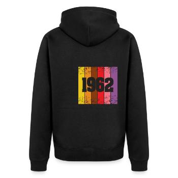 Funny 1962 - Unisex Premium Organic Zip Hoodie - black - Back - Nico (187cm)
