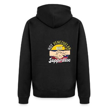 Pas vénézuélien mais un voyageur de campagne solidaire - Veste à capuche bio Premium Unisexe - noir - Dos - Nico (187cm)