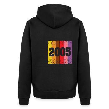 Born in 2005 - Unisex Premium Organic Zip Hoodie - black - Back - Nico (187cm)