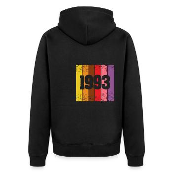 Born in 1993 - Unisex Premium Organic Zip Hoodie - black - Back - Nico (187cm)
