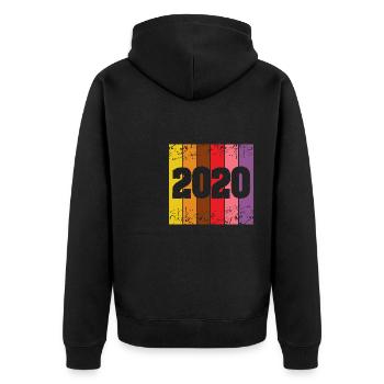 Year 2020 - Unisex Premium Organic Zip Hoodie - black - Back - Nico (187cm)