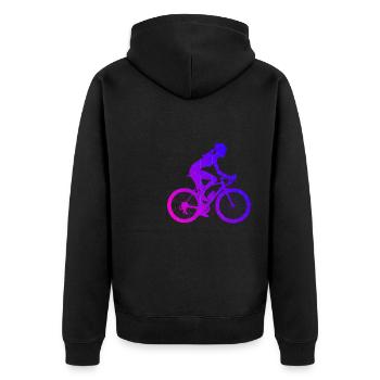 Cycling Cyclist Mtb Men's Bike - Unisex Premium Organic Zip Hoodie - black - Back - Nico (187cm)