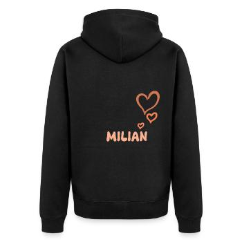 Prénom Milian - Veste à capuche bio Premium Unisexe - noir - Dos - Nico (187cm)